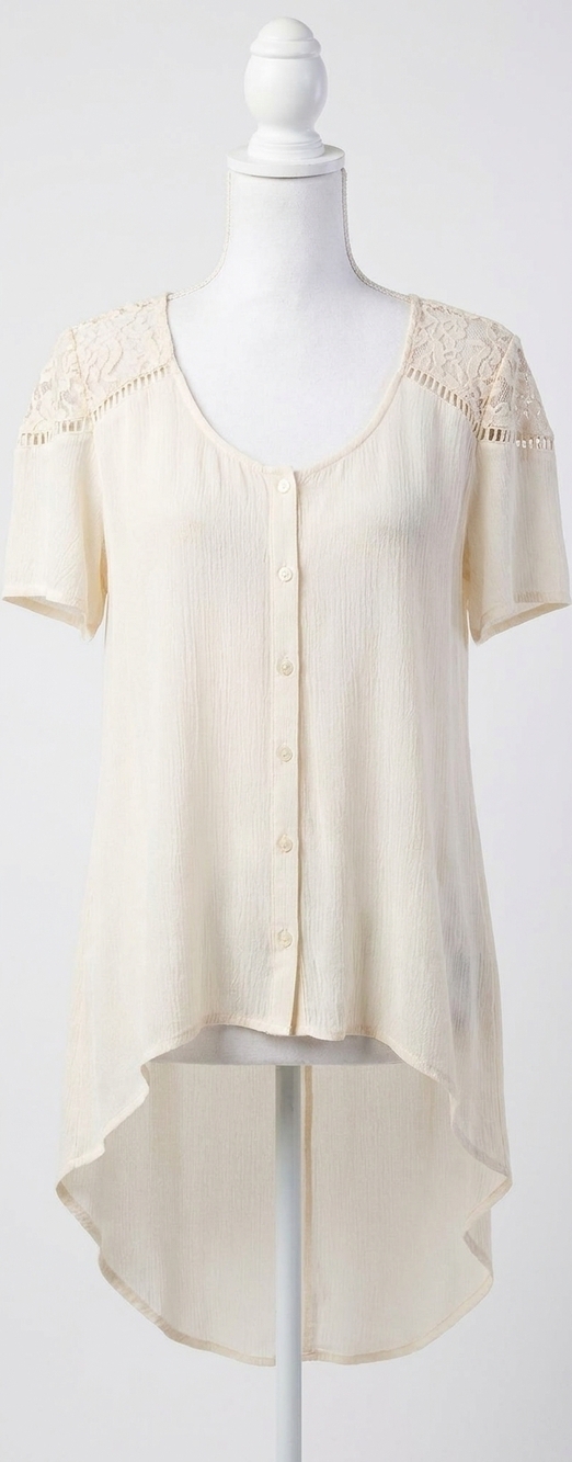 NEW KORI lace shoulder blouse in ivory